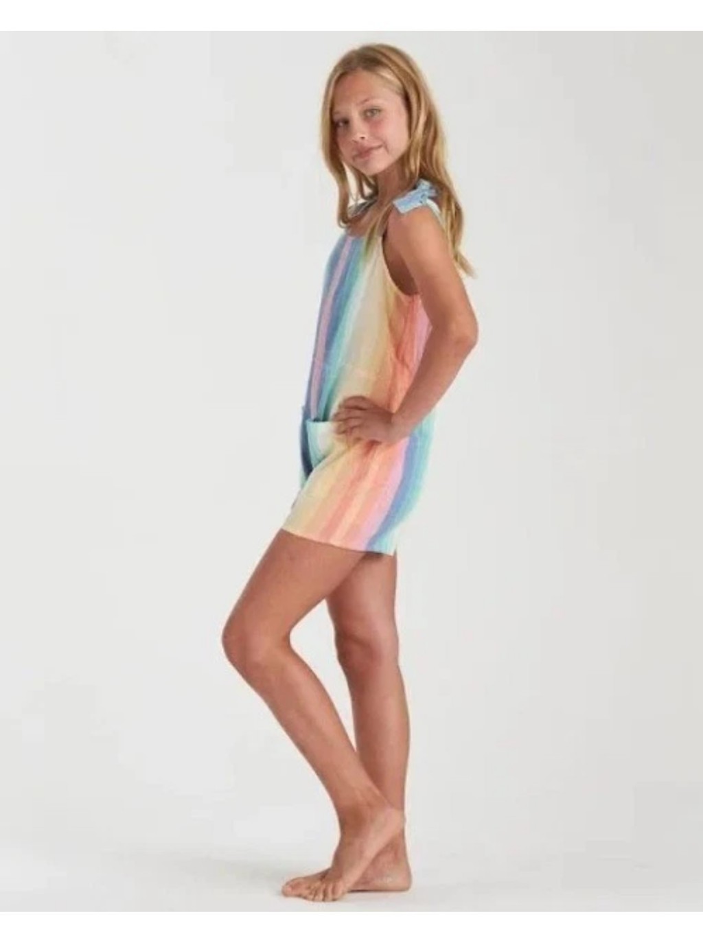 Billabong Girls Pastel Rainbow Stripe Romper Sz L